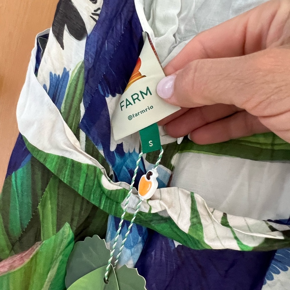 FARM Rio Tropical Leaf & Floral Maxi Dress in White, Green & Blue - Picture 7 of 8